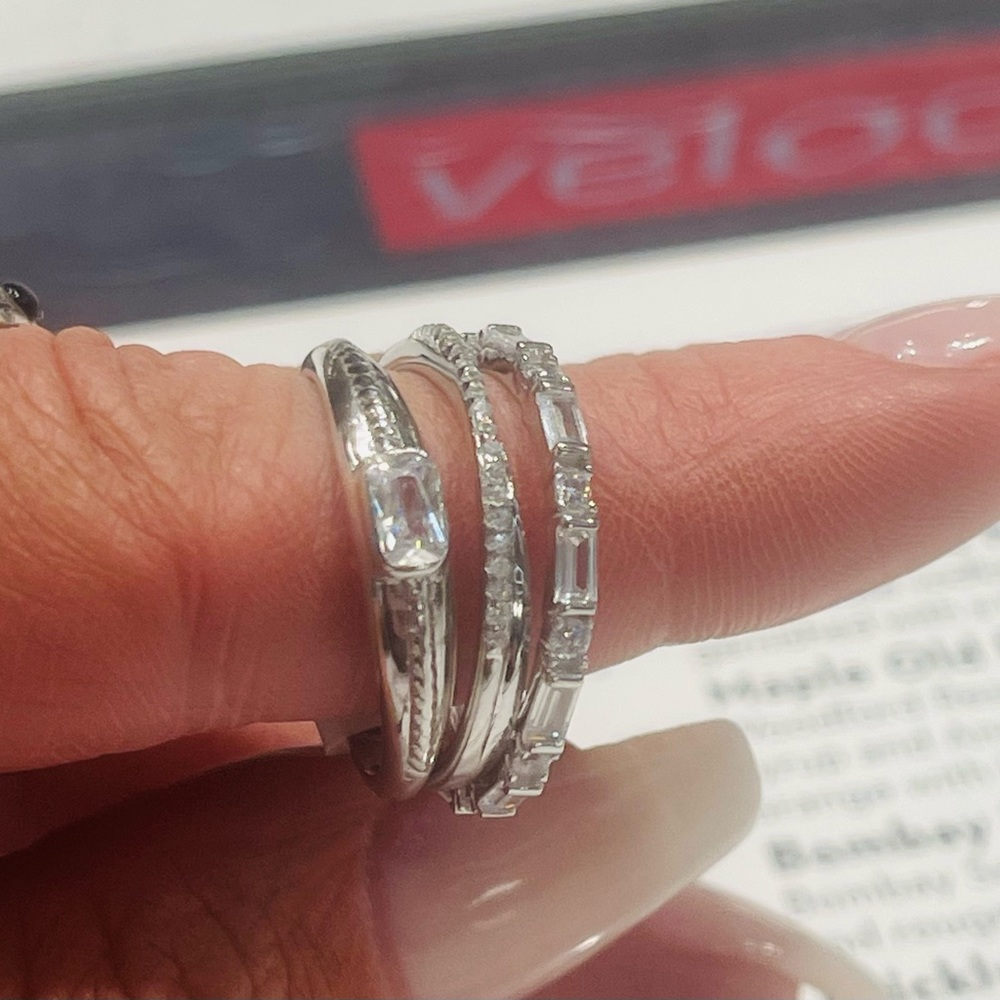 Size 9 Silver 925 Stack Ring Set New - image 1